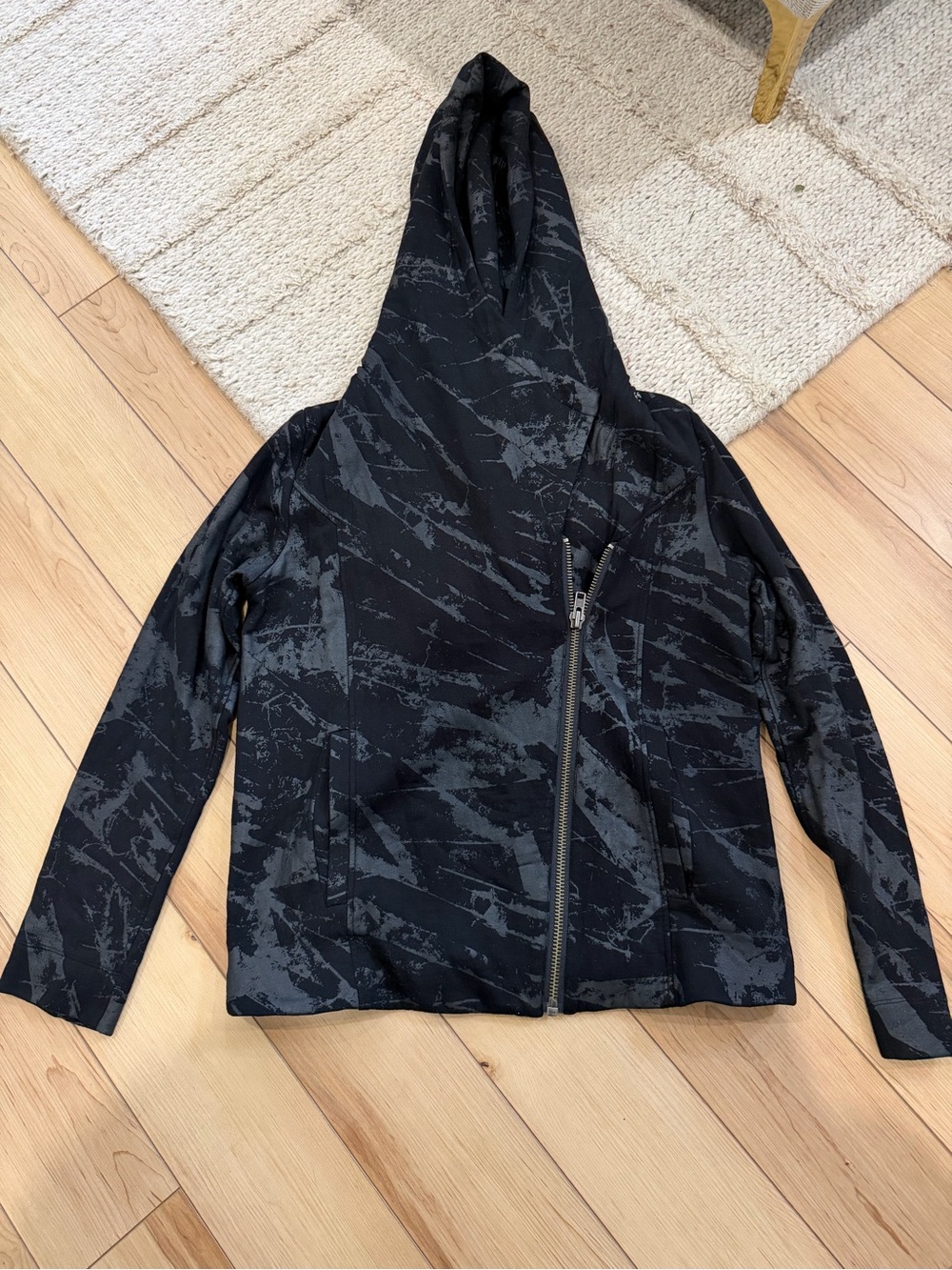 Helmut Lang women’s Black & Charcoal Hooded Bomber Jacket